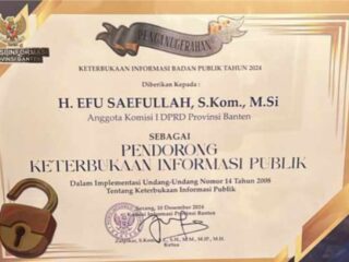 Penghargaan Pendorong Keterbukaan Informasi Publik, Dianugerahkan Kepada Politisi Senior Efu Saefullah